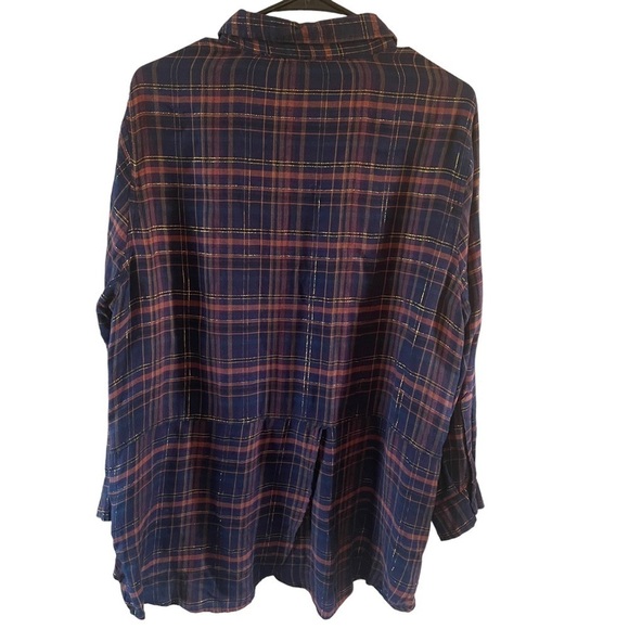 LUCKY BRAND Metallic Plaid Button Down Shirt 2XL light weight super soft - Picture 4 of 14